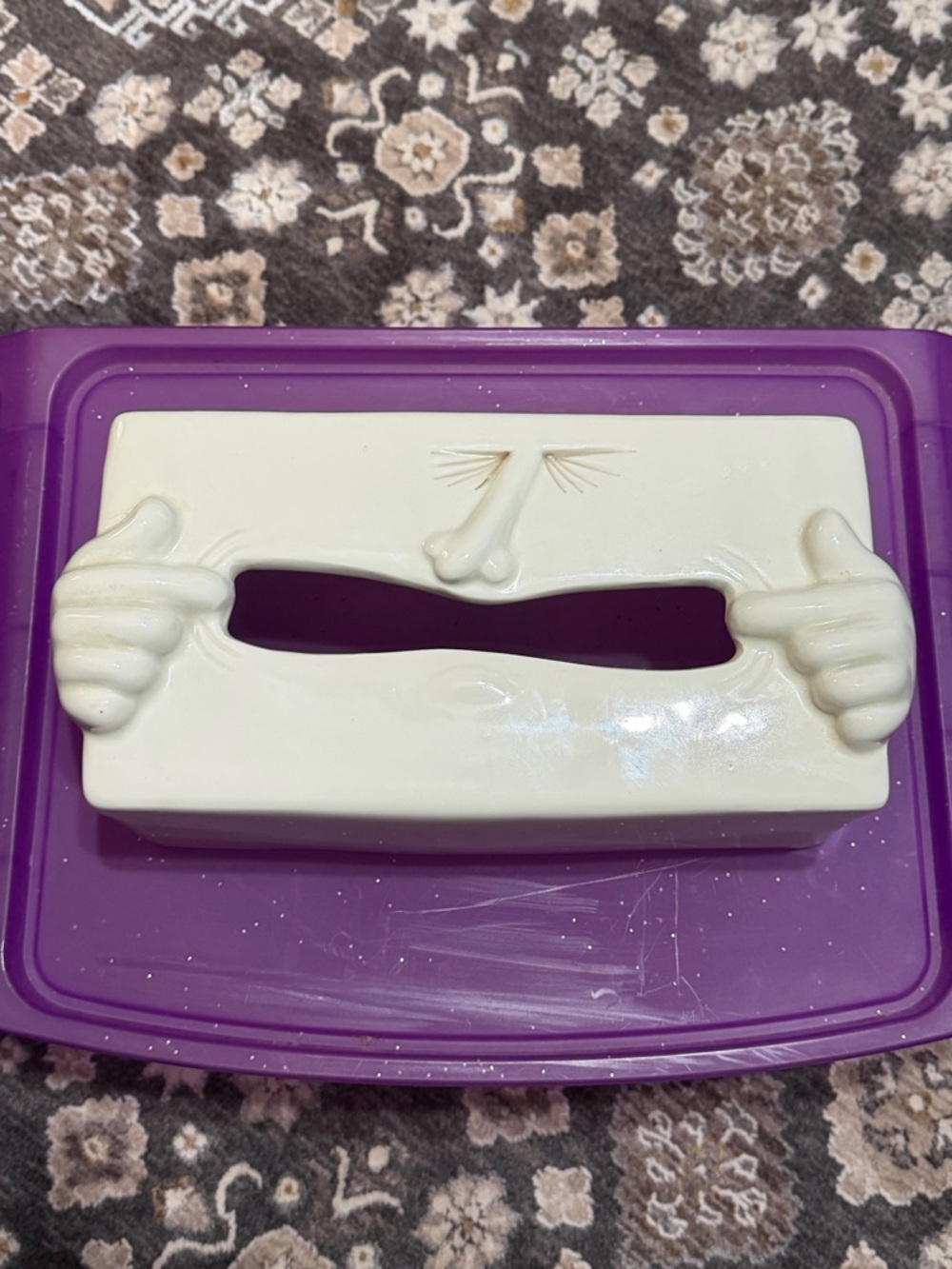 Fitz & Floyd Sneezing Face Ceramic Tissue Box Holder Vintage HTF